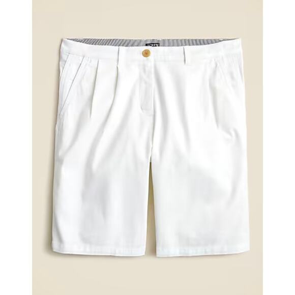 J Crew 9" Pleated Heritage Chino Shorts 2 White NWT CI581 J.Crew Travel Resort - Picture 4 of 5